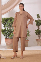 Ochre Clothing Women's Casual -Cotton Jacquard 2 Pc Suit-SOLS-22