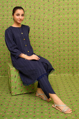 Dobby Cotton Embellished 2 Pc Suit - Wear Ochre