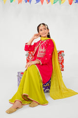 Ochre Clothing Kids Winter-Raw Silk Embroidered 3 Pc Suit-MHD-19