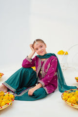 Ochre Clothing Stitched 3 Piece Emb Raw Silk Collection'2025-MHD-18