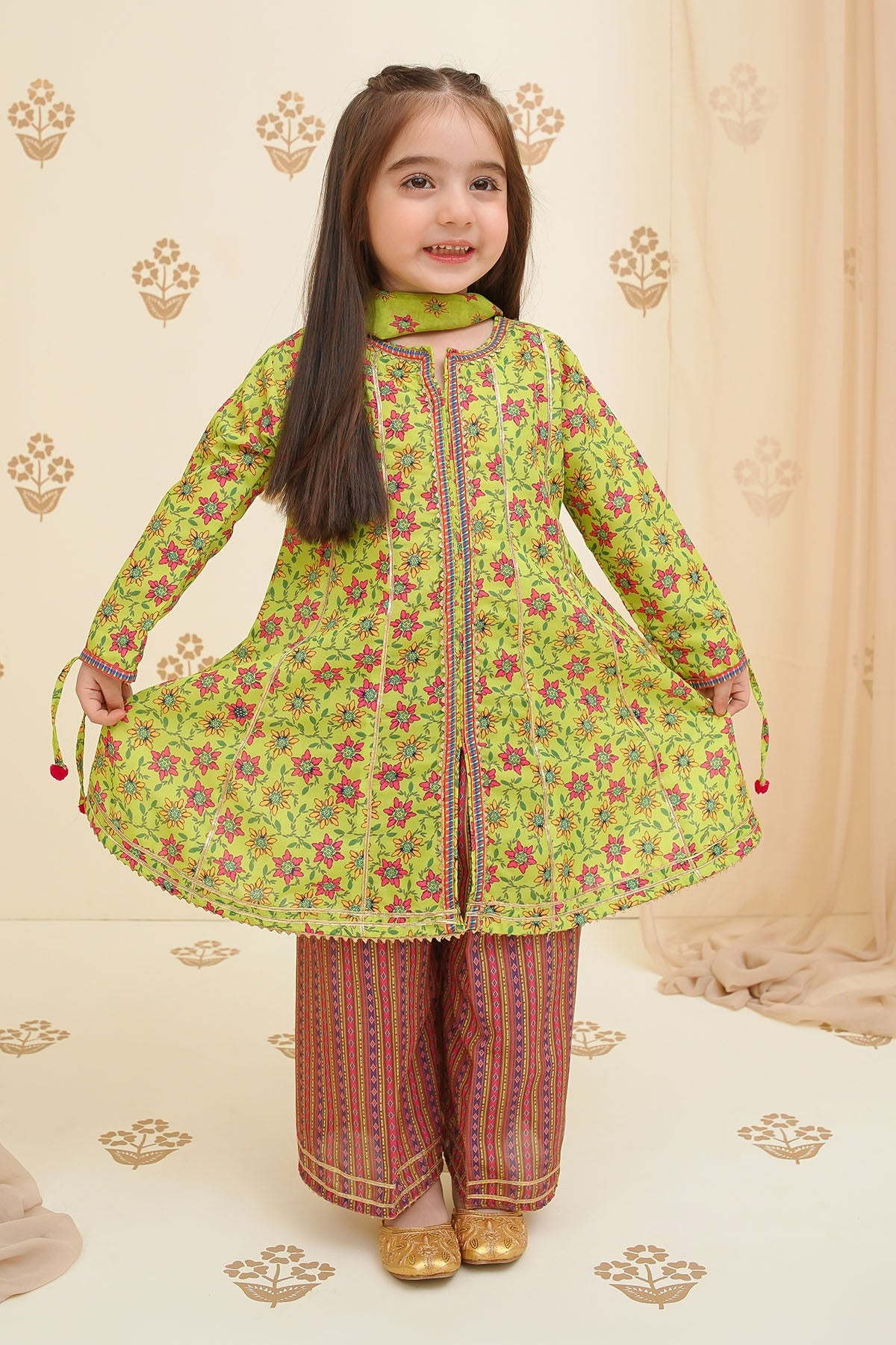 Swiss Lawn Digital Printed 3 Pc Suit - Wear Ochre