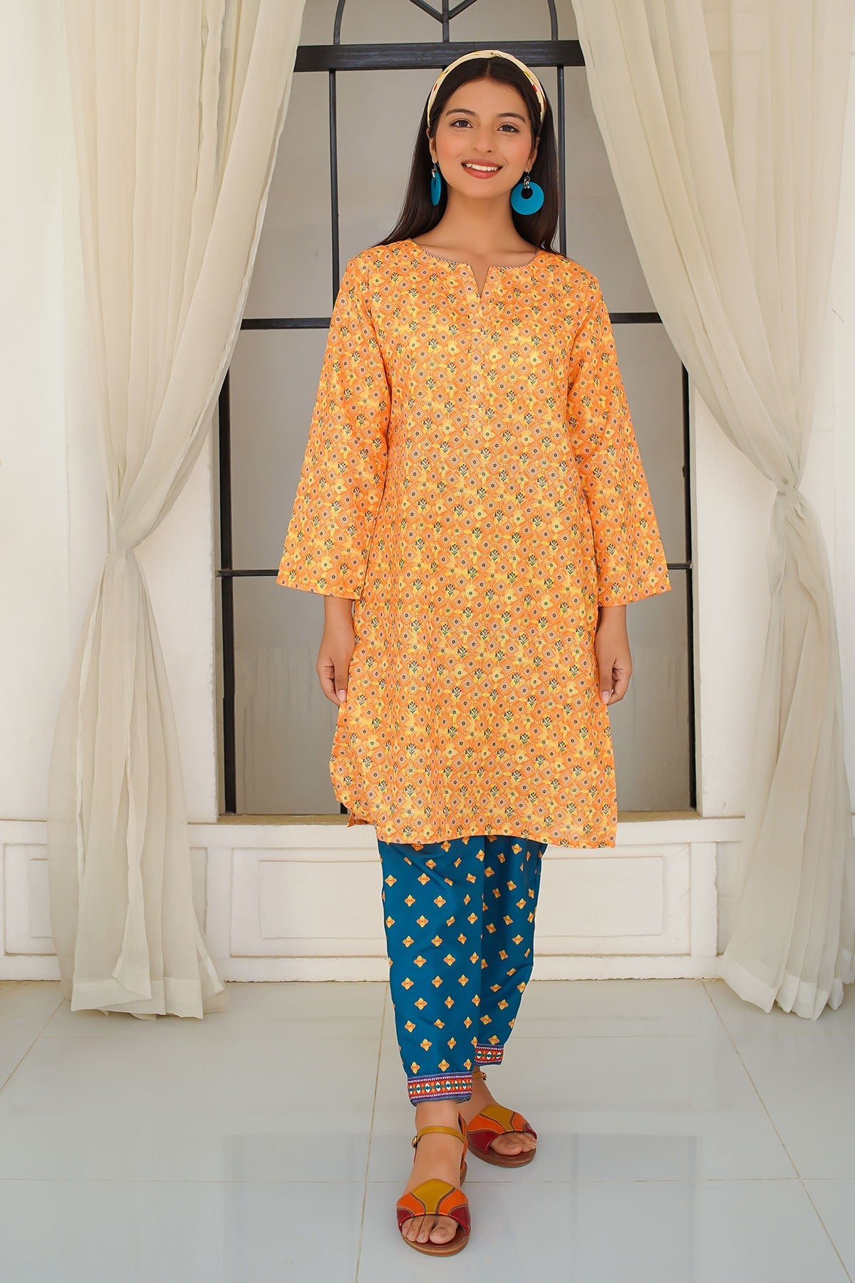 Ochre Clothing Girls Co-ords Swiss Lawn Digital Printed 2 Pc Suit