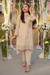Ochre Clothing Girls Full Suits Chiffon Embroidered 3 Pc Suit