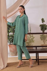 Ochre Clothing Women's Casual -Slub Cotton 2 Pc Suit-SOLS-18