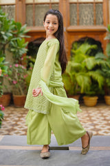 Ochre Clothing Toddlers Eastern Chiffon Embroidered 3 Pc Suit