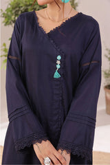 Ochre Clothing Women's Casual -Chambray Cotton 2 Pc Suit-SOLS-14