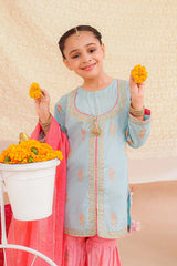 Ochre Clothing Kids Toddlers Festive-Cotton Silk Block Printed 3 Pc Suit-INSHD-11