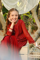 Ochre Clothing Chiffon Embroidered 3 Pc Suit-EM-70