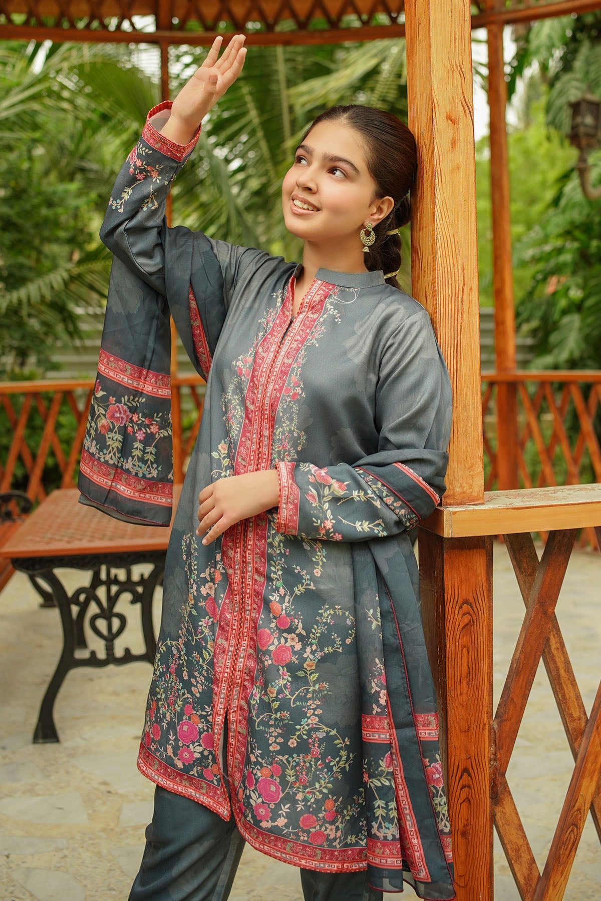 Ochre Clothing Stitched 3 Piece Digital Printed Herringbone Collection'2025-COR-119