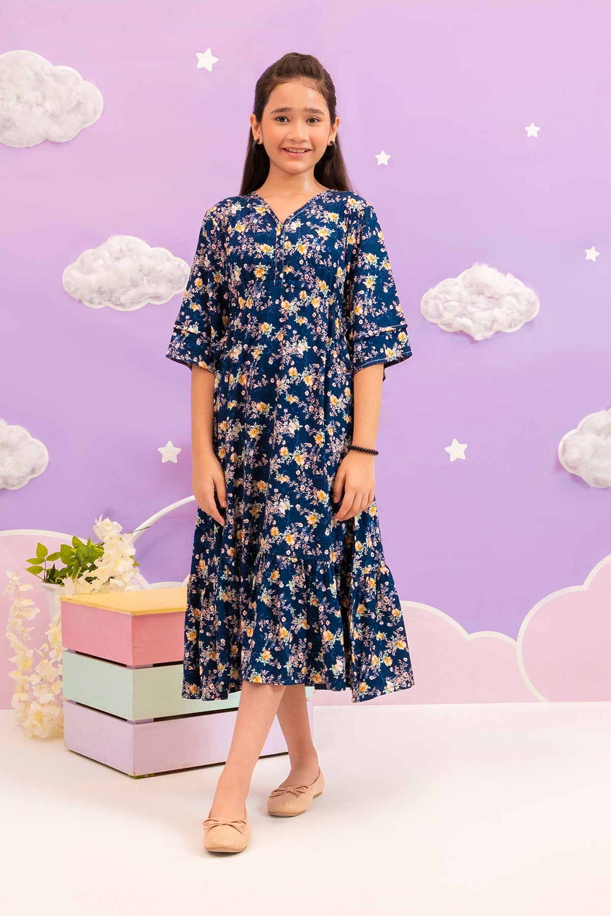 Ochre Clothing Boski Linen Printed Dress