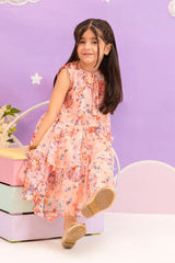 Ochre Clothing Kids Toddlers-Printed Chiffon Dress-INWD-24