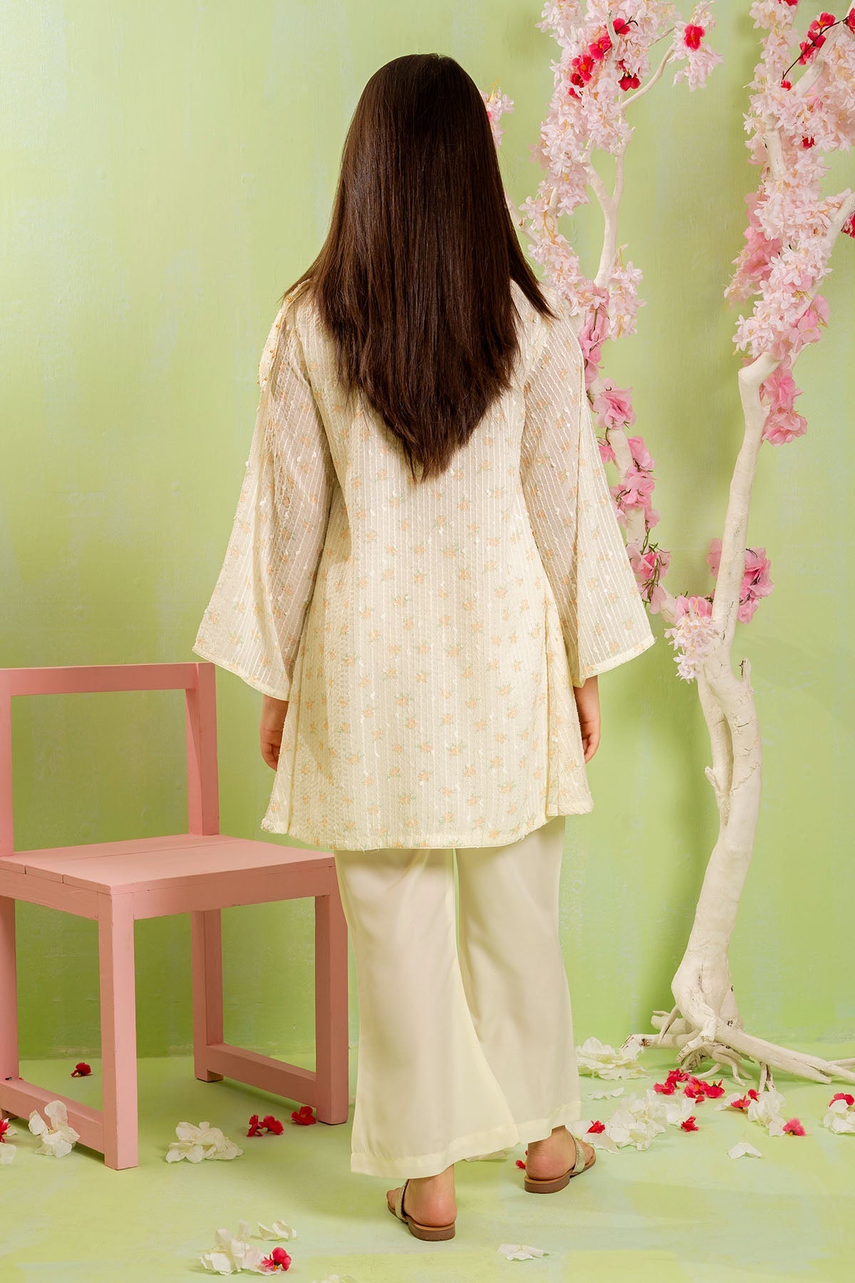 Ochre Clothing Self Printed Chiffon 2 Pc Suit