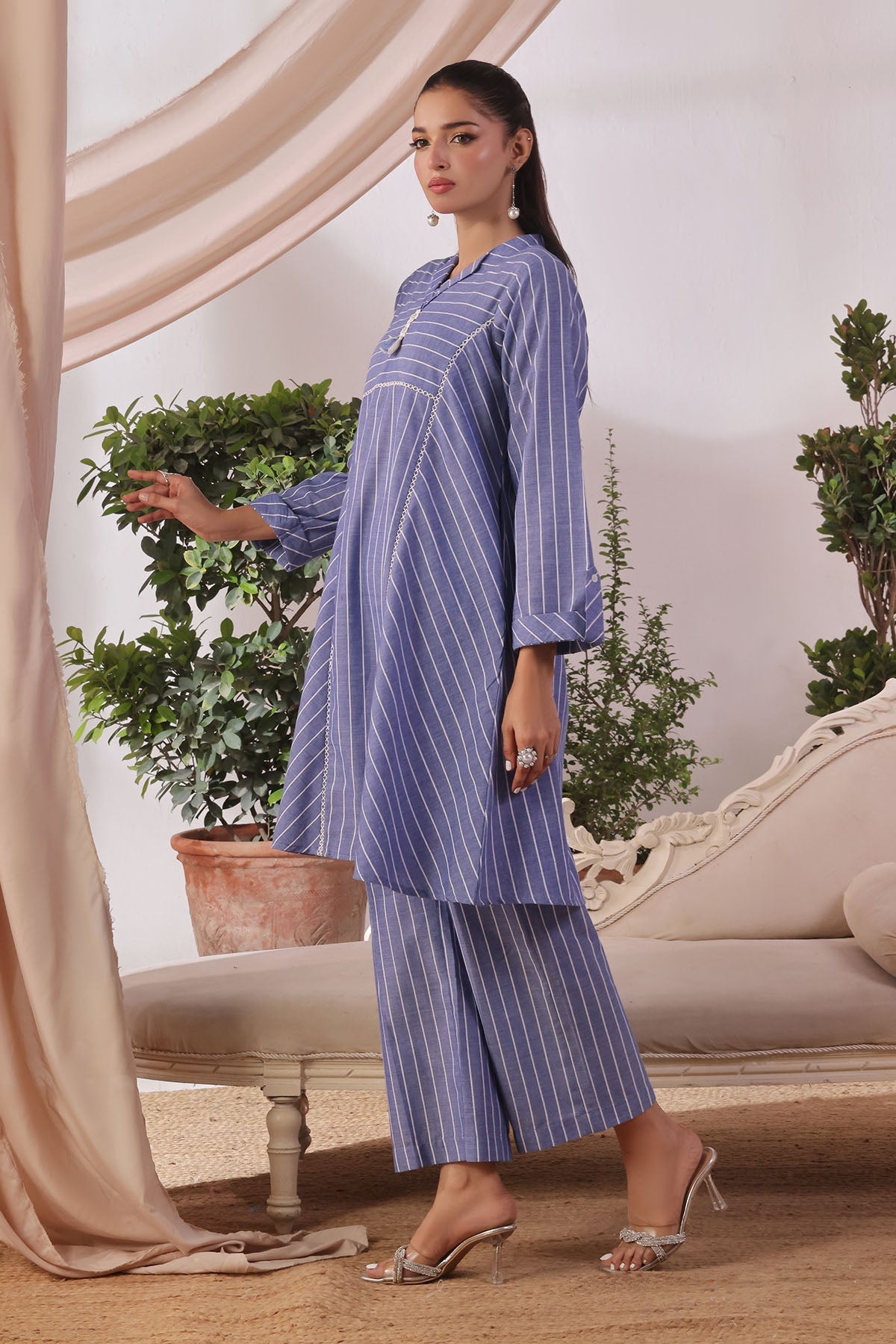 Ochre Clothing Chambray Cotton Women's 2 Pc Suit