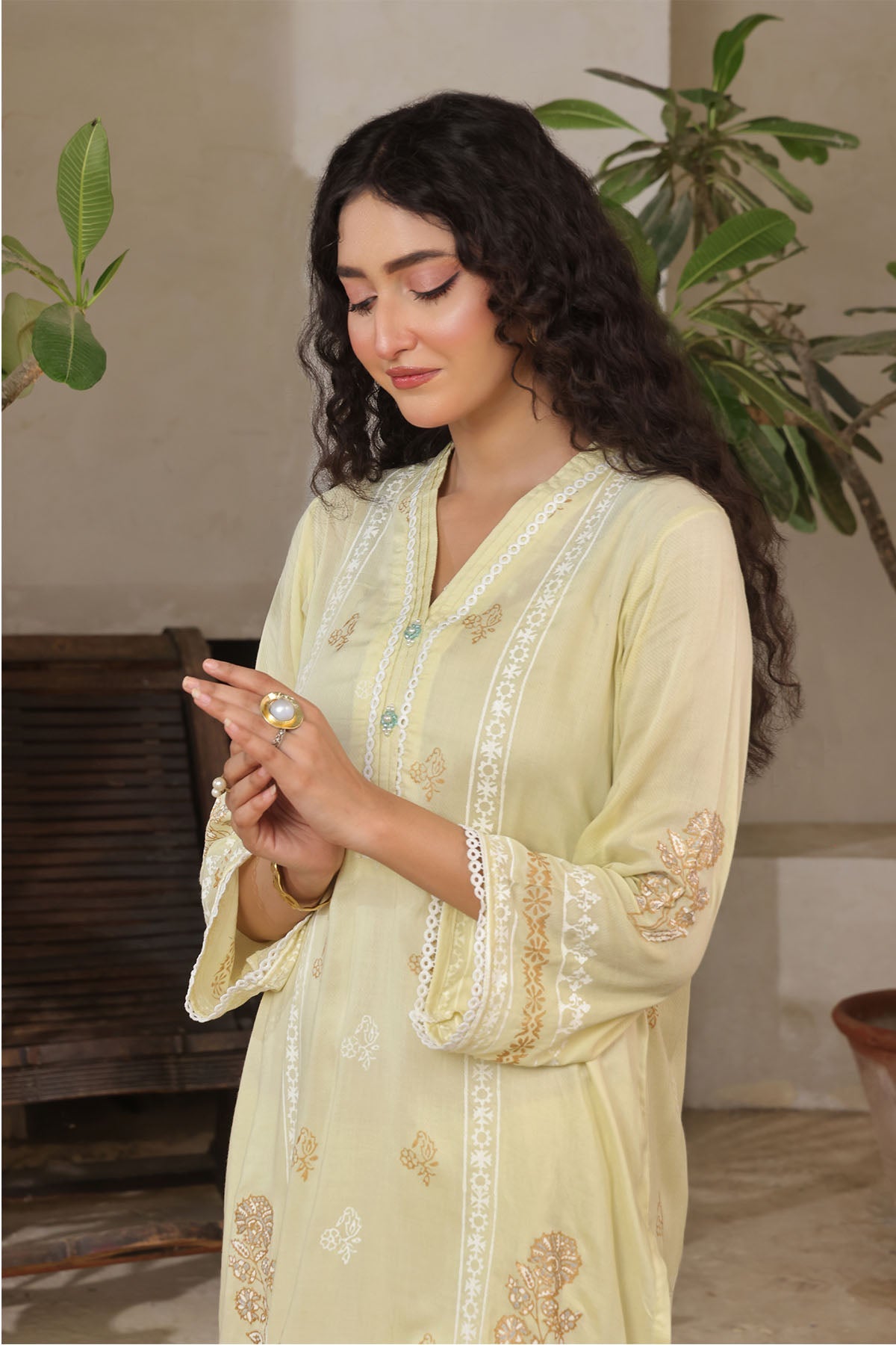 Ochre Clothing Rod Silk Block Printed Women's 2 Pc Suit