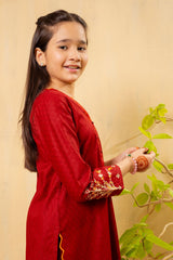 Ochre Clothing Girls Co-ords Cotton Embroidered 2 Pc Suit