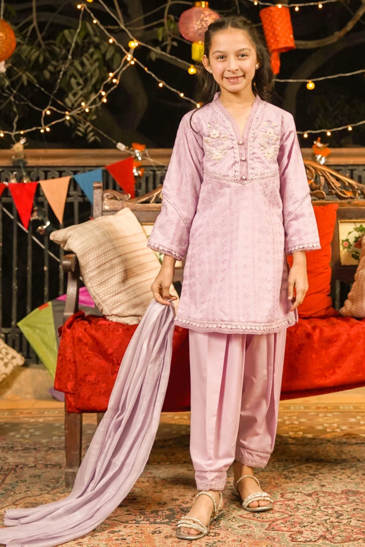 Best Chikankari Embroidered 3 Pc Suit - Wear Ochre -