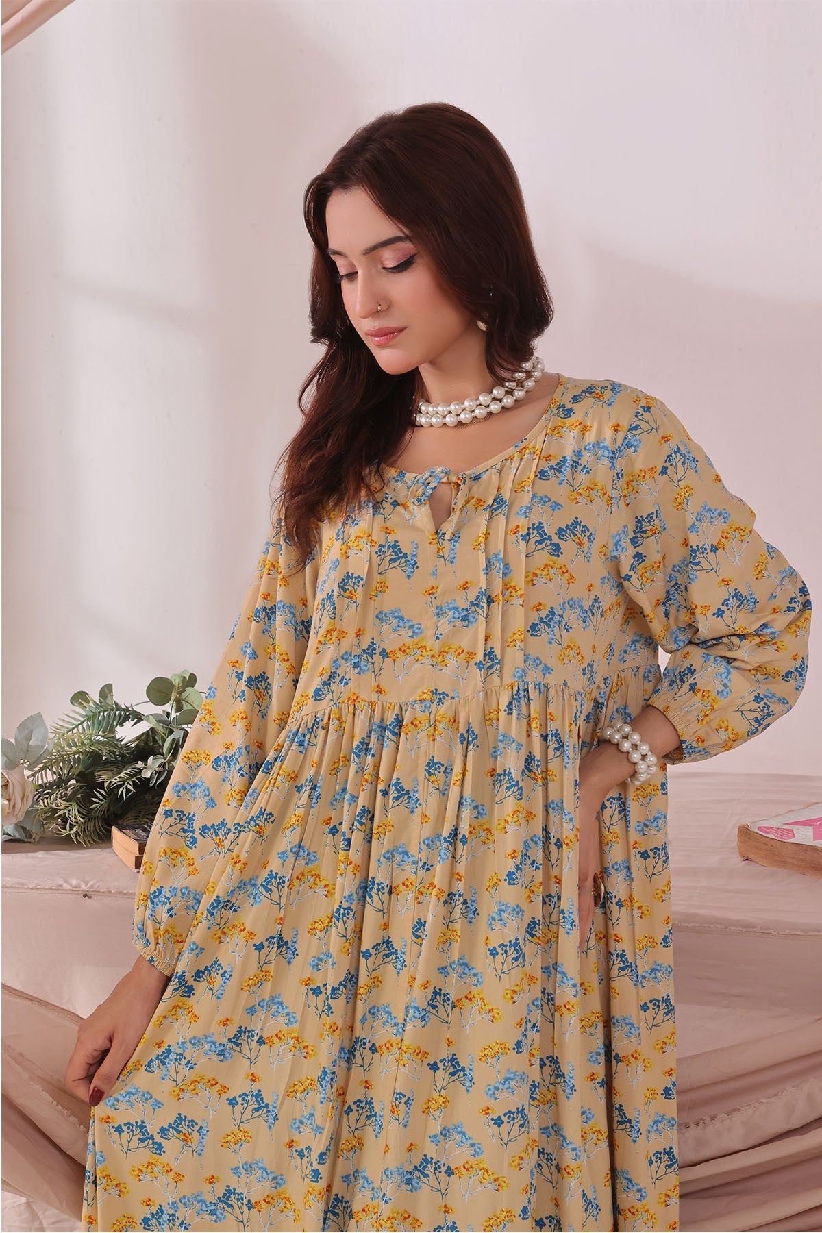 Ochre Clothing Women's Boski Linen Printed Dress