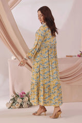 Ochre Clothing Women's Casual -Boski Linen Printed Dress-SOD-10