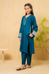 Ochre Clothing Girls Co-ords Cotton Embroidered 2 Pc Suit