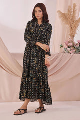 Ochre Clothing Women's Casual -Boski Linen Printed Dress-SOD-09