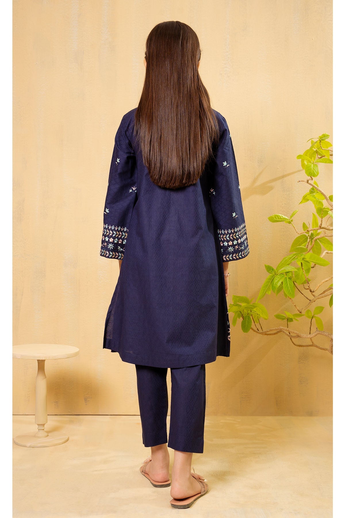 Ochre Clothing Girls Co-ords Cotton Embroidered 2 Pc Suit
