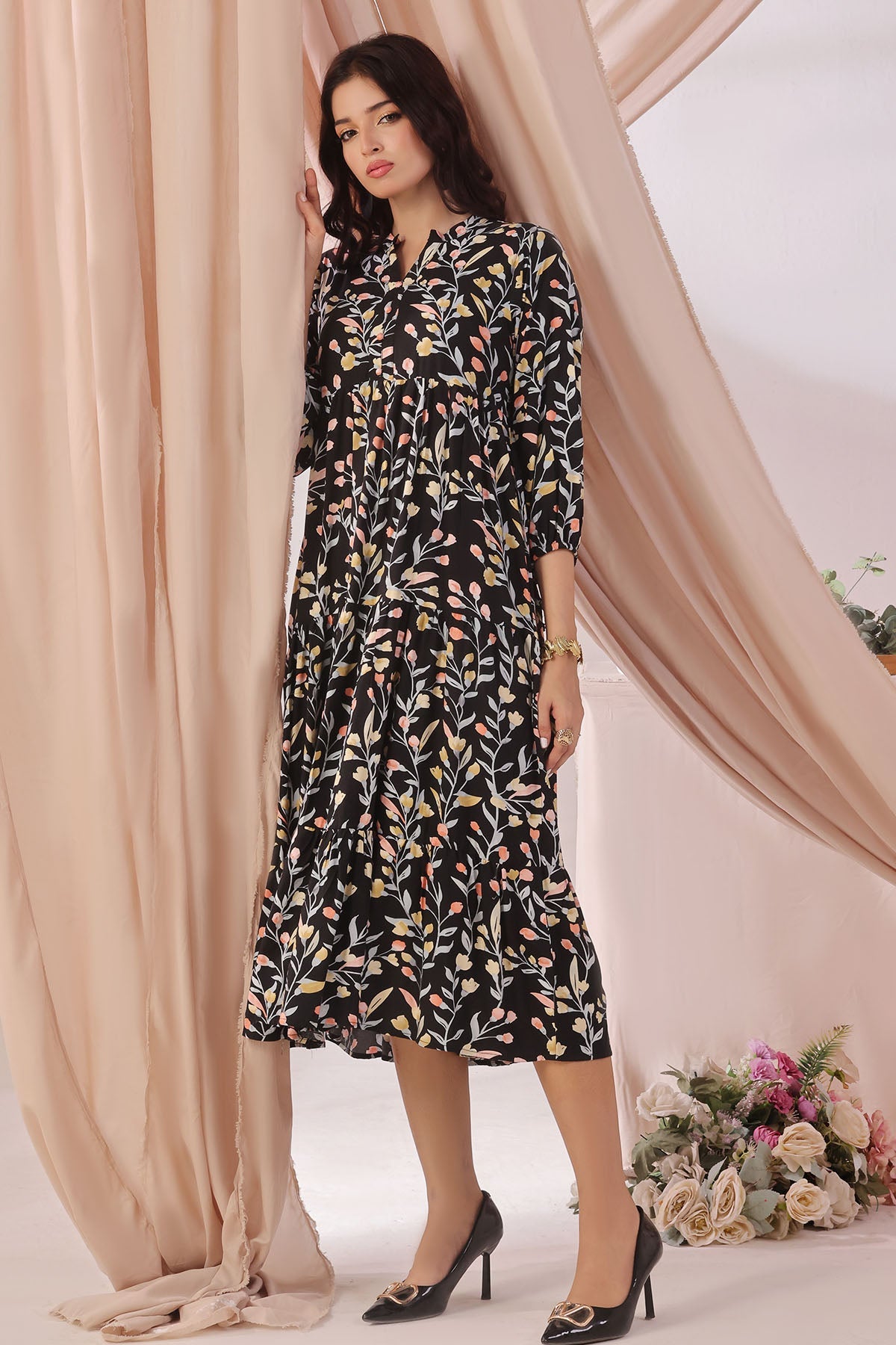 Ochre Clothing Women's Boski Linen Printed Dress