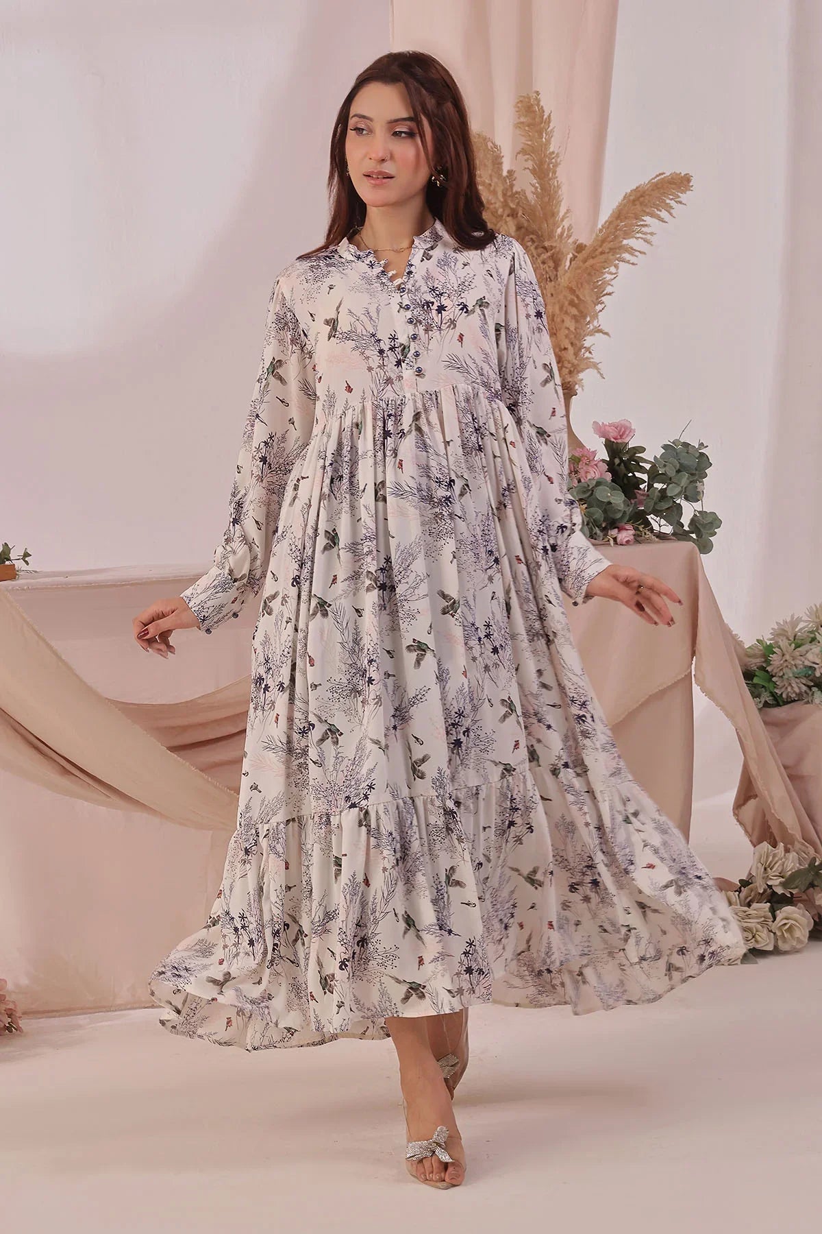 Best Women's Georgette Printed Dress - Wear Ochre -