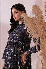 Ochre Clothing Women's Casual -Boski Linen Printed Dress-SOD-06