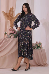 Ochre Clothing Women's Casual -Boski Linen Printed Dress-SOD-06