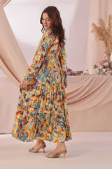 Ochre Clothing Women's Casual -Boski Linen Printed Dress-SOD-05