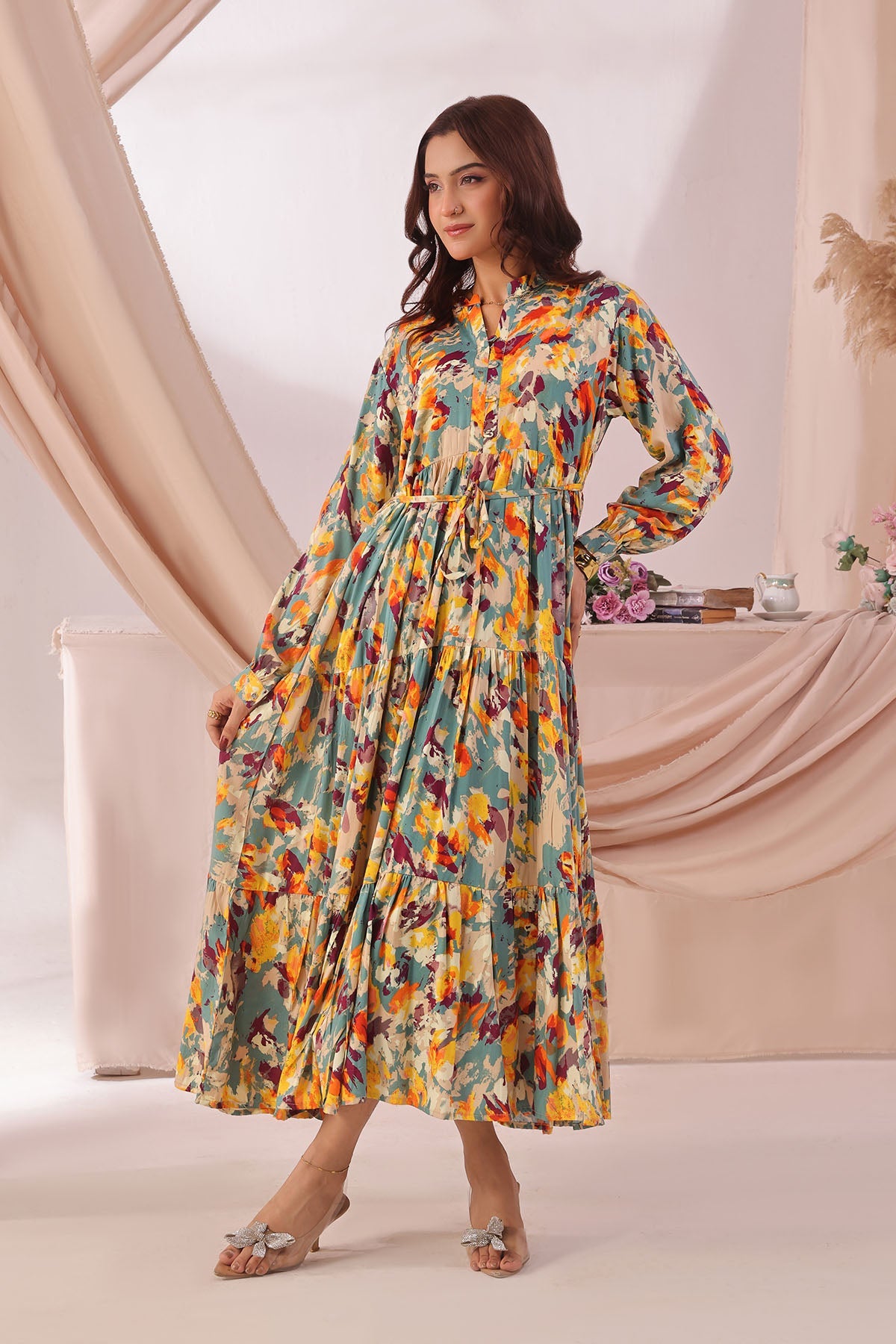 Ochre Clothing Women's Boski Linen Printed Dress