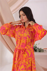 Ochre Clothing Women's Casual -Georgette Printed Dress-SOD-04