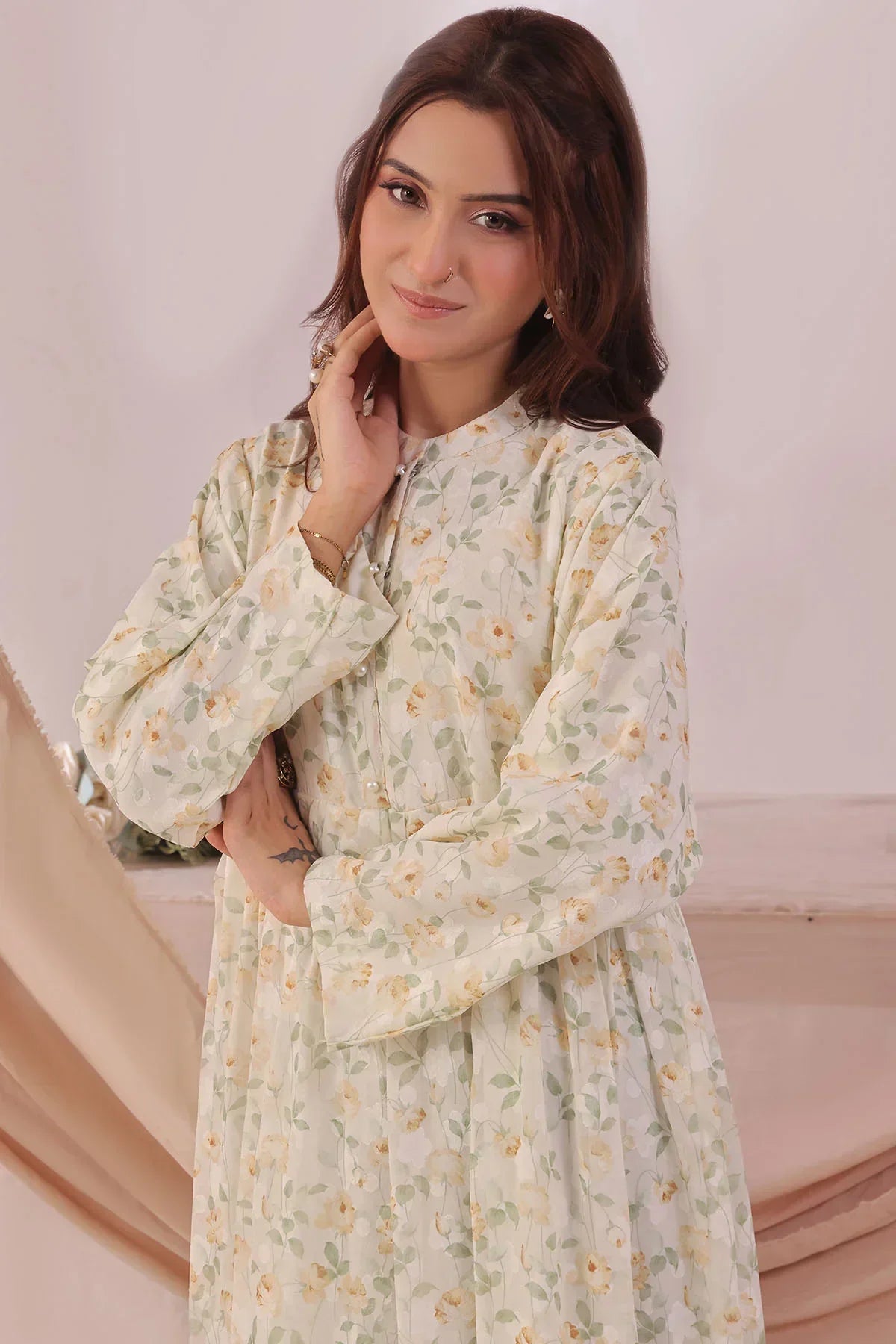 Best Women's Chiffon Printed Dress - Wear Ochre -