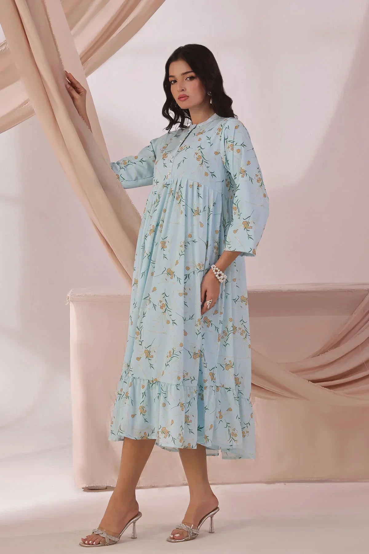 Best Women's Chiffon Printed Dress - Wear Ochre -