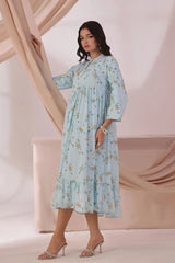 Ochre Clothing Women's Casual -Chiffon Printed Dress-SOD-03A