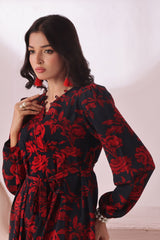 Ochre Clothing Women's Georgette Printed Dress
