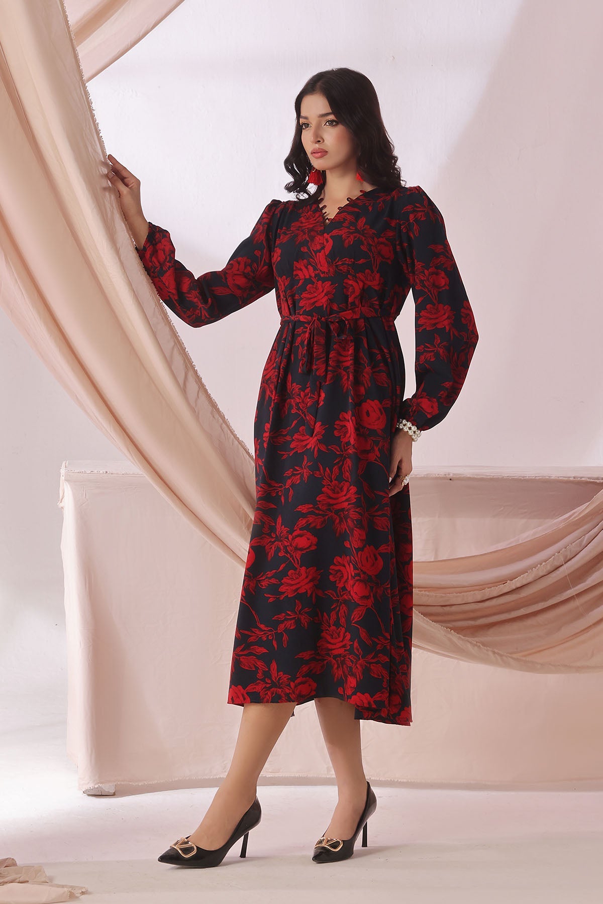 Ochre Clothing Women's Georgette Printed Dress
