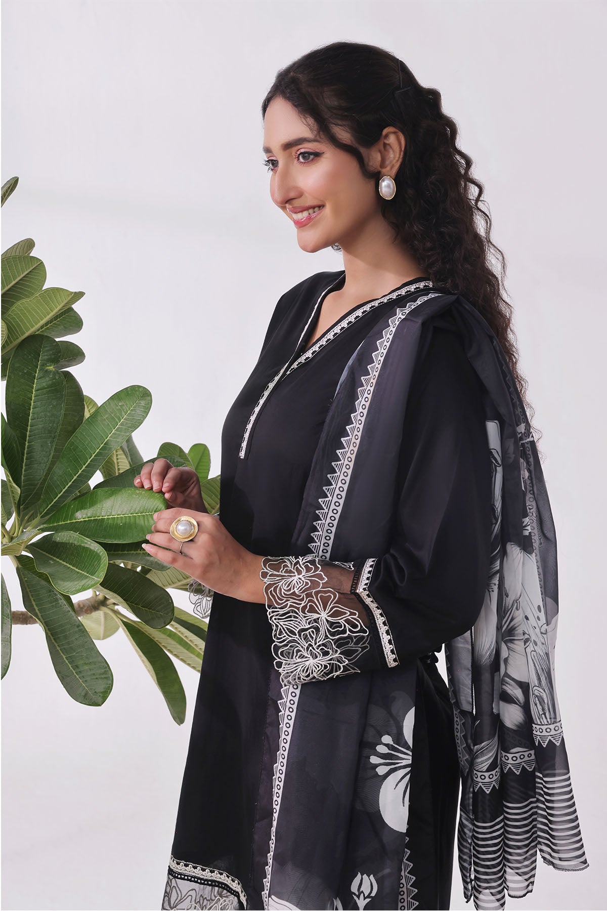 Ochre Clothing Cotton Embroidered Women's 3 Pc Suit