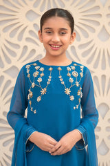 Chiffon Hand Adda Work 3 Pc Suit - Wear Ochre