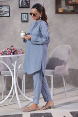 Ochre Clothing Women's Casual -Chambray Cotton 2 Pc Suit-SOWC-16