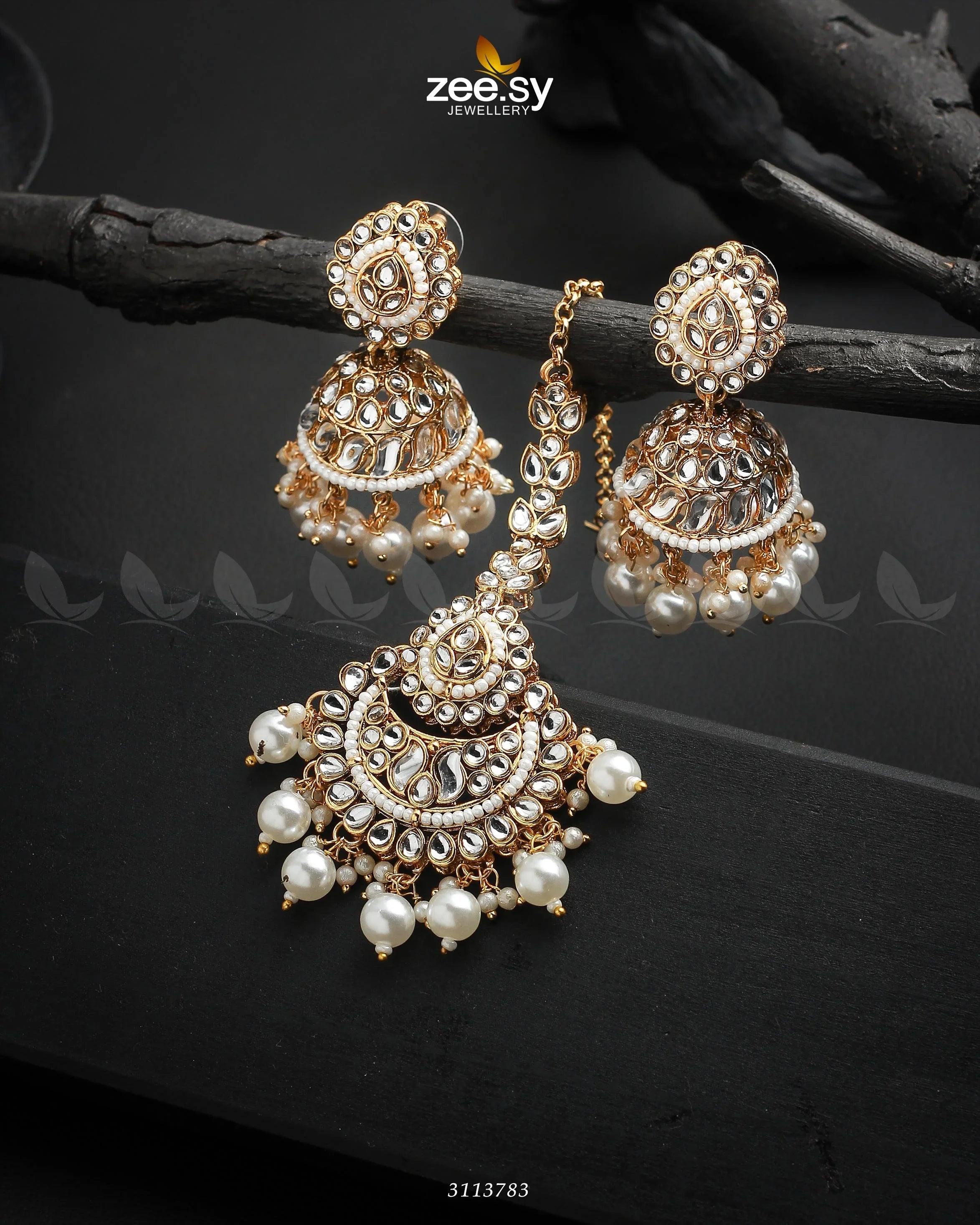 Rija Earrings White - Zeesy Jewellery