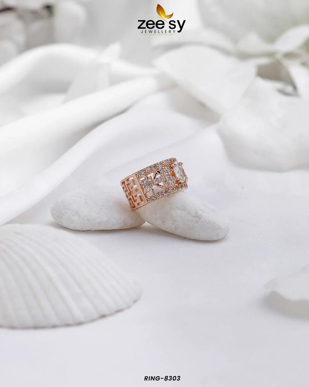 Ring-8303 White - Zeesy Jewellery