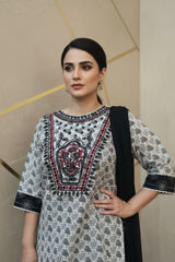 Madiha Gohar Stitched 3 Piece Emb Suit-Rouge Blanc