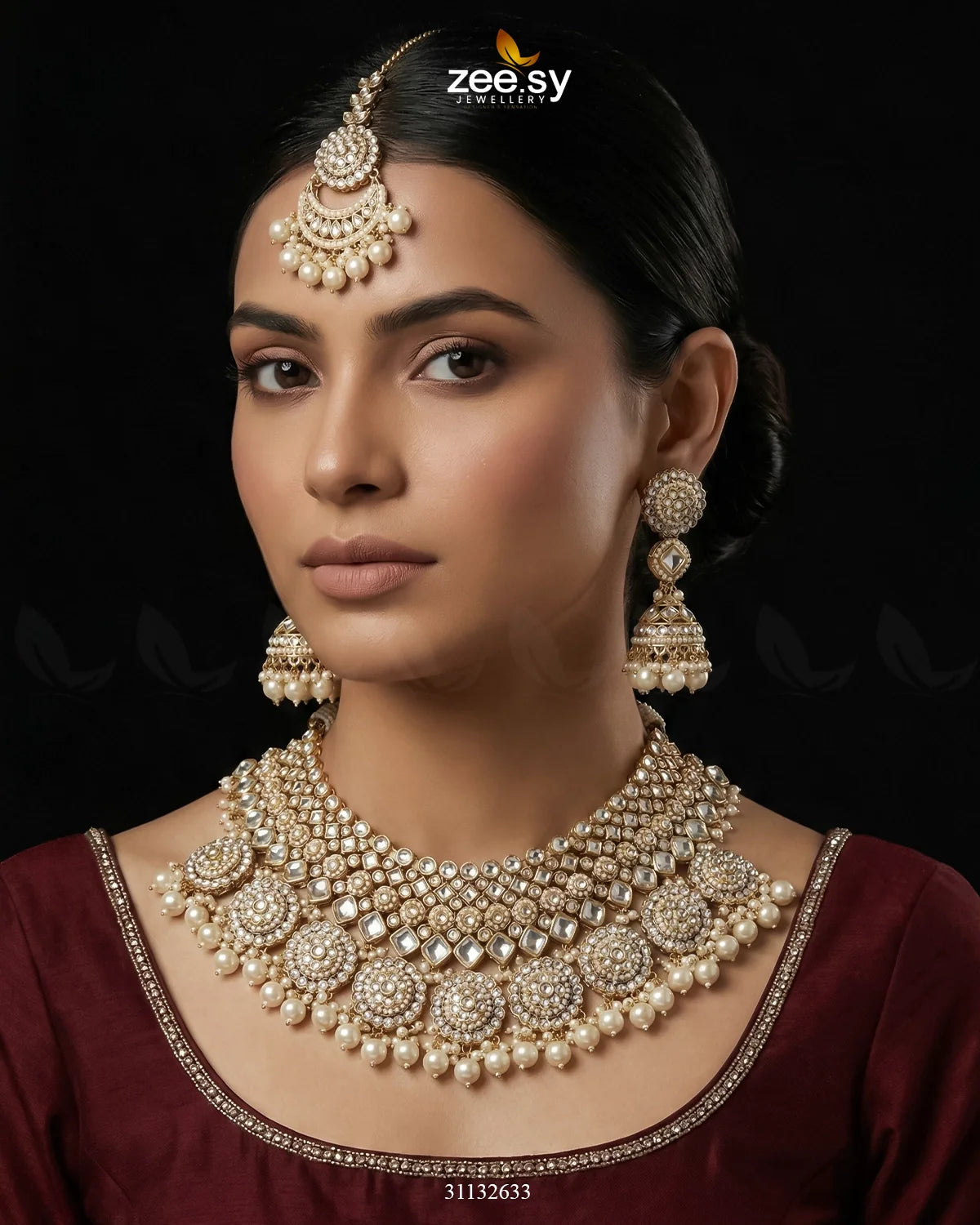 Royal Flower Kundan Bridal Set - Zeesy Jewellery