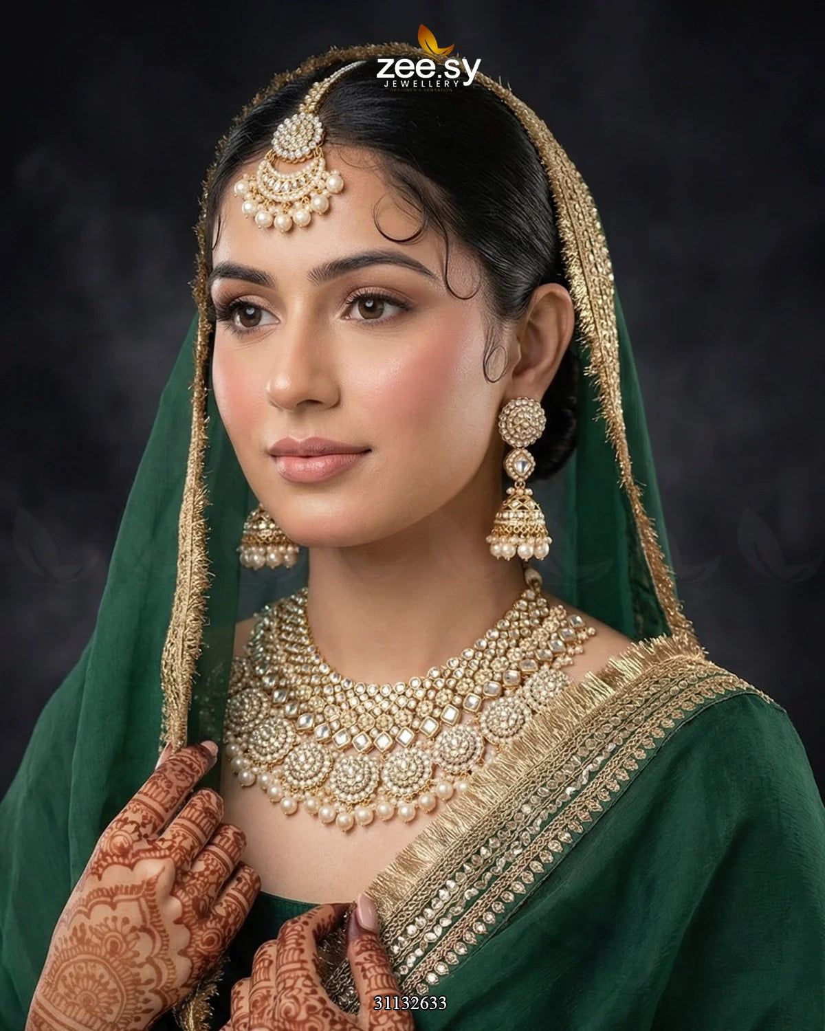 Royal Flower Kundan Bridal Set - Zeesy Jewellery