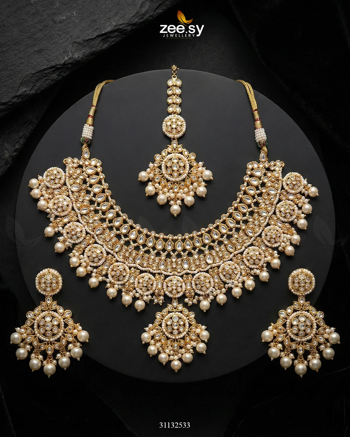 Royal Heritage Kundan Bridal Set - Zeesy Jewellery