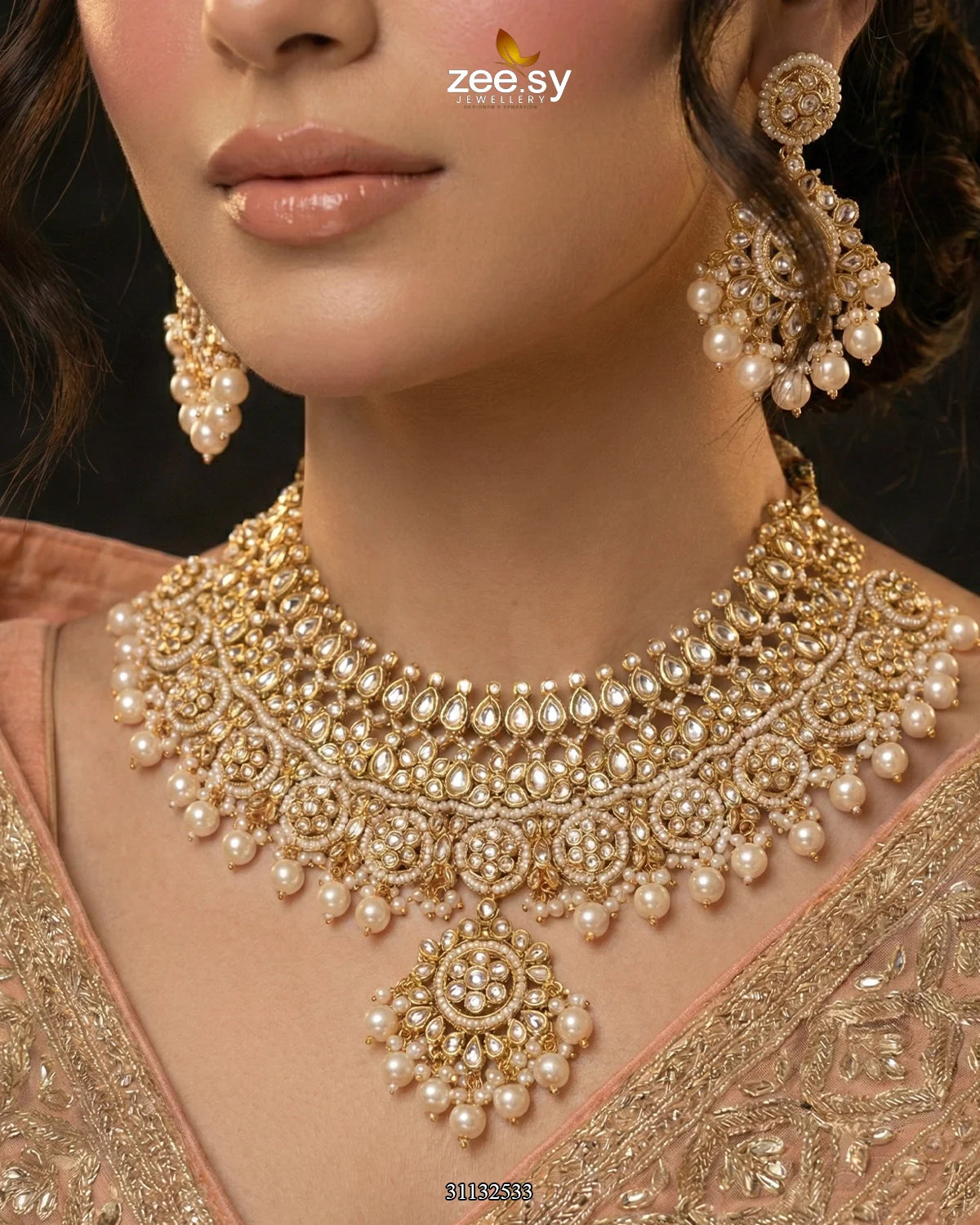 Royal Heritage Kundan Bridal Set - Zeesy Jewellery