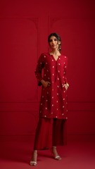 Signature By Najia Zia Stitched 2 Piece Winter Suit-Ruby