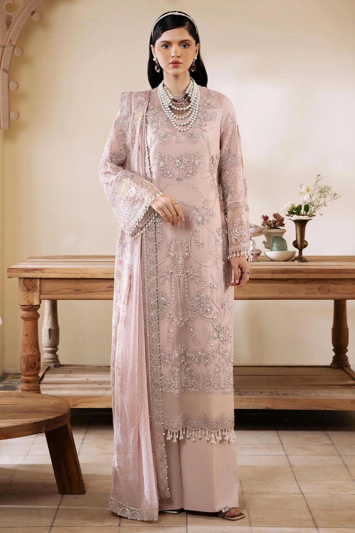 Muse By Serene Unstitched 3 Piece Luxury Festive Chiffon Collection'2024-S-1084-Cristal