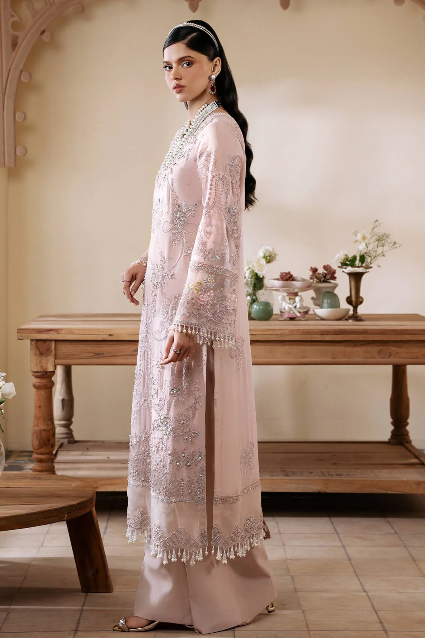 Muse By Serene Unstitched 3 Piece Luxury Festive Chiffon Collection'2024-S-1084-Cristal